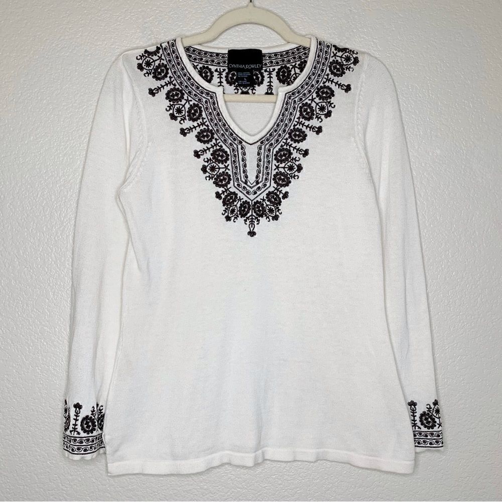 Cynthia Rowley Women’s Size Large Embroidered Long Sleeves Top